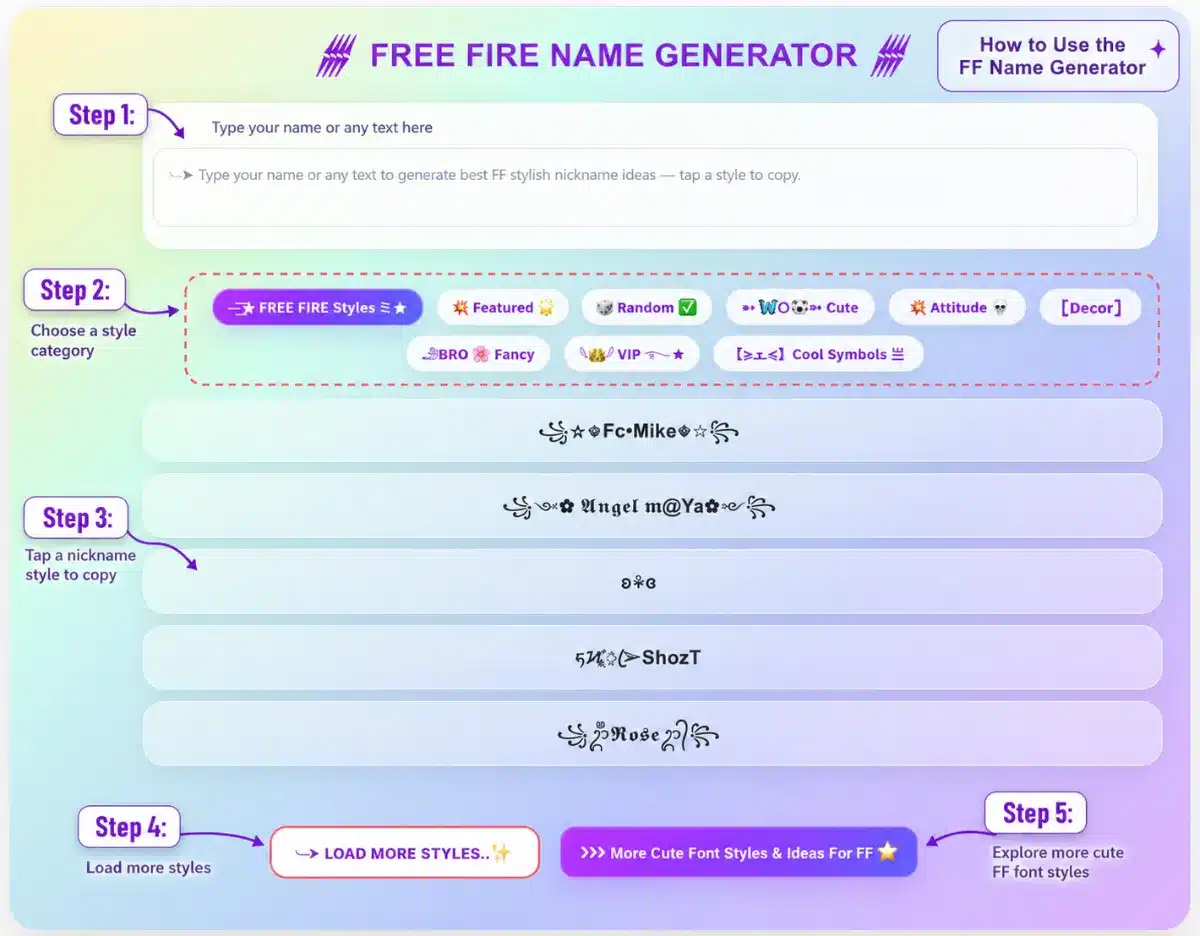 How to use the Free Fire name generator